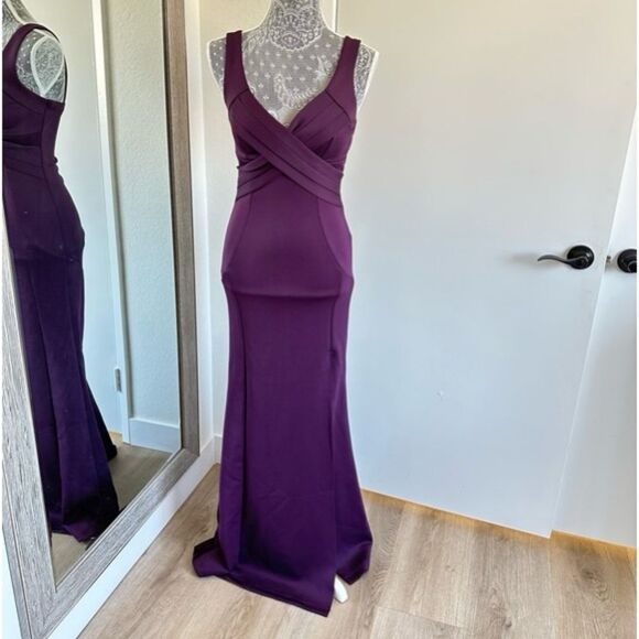 Windsor Purple Mermaid Evening Gown Size Small Formal Prom Dress Crisscross Bodi - Picture 2 of 6